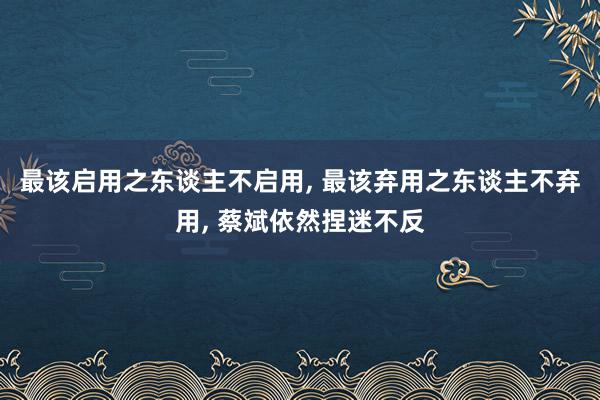 最该启用之东谈主不启用, 最该弃用之东谈主不弃用, 蔡斌依然捏迷不反