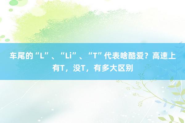 车尾的“L”、“Li”、“T”代表啥酷爱？高速上有T，没T，有多大区别