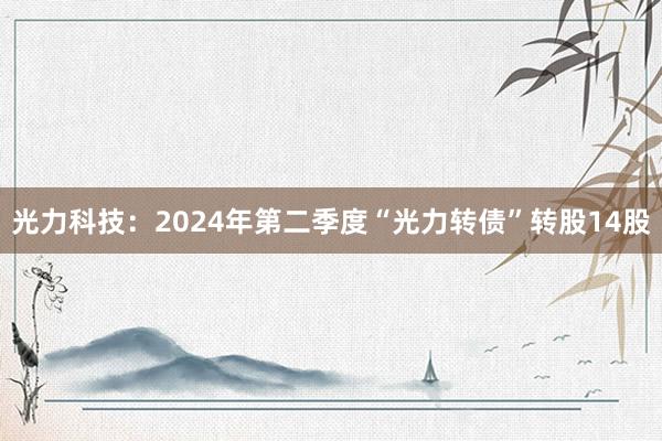 光力科技：2024年第二季度“光力转债”转股14股