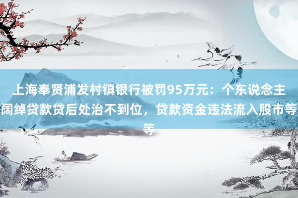 上海奉贤浦发村镇银行被罚95万元：个东说念主阔绰贷款贷后处治不到位，贷款资金违法流入股市等