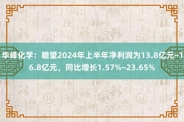 华峰化学：瞻望2024年上半年净利润为13.8亿元~16.8亿元，同比增长1.57%~23.65%