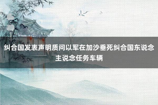 纠合国发表声明质问以军在加沙垂死纠合国东说念主说念任务车辆