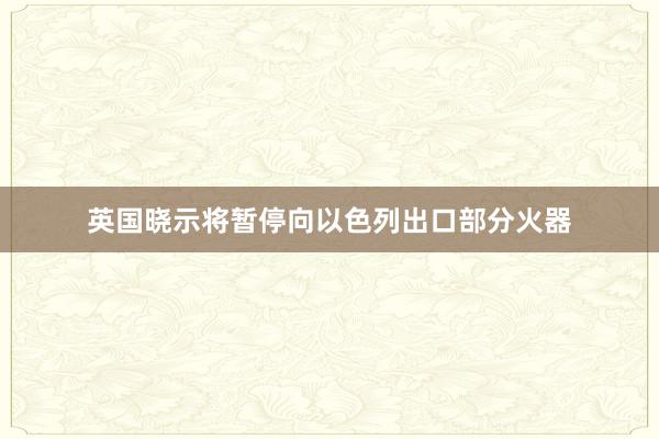 英国晓示将暂停向以色列出口部分火器