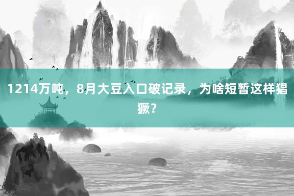 1214万吨，8月大豆入口破记录，为啥短暂这样猖獗？