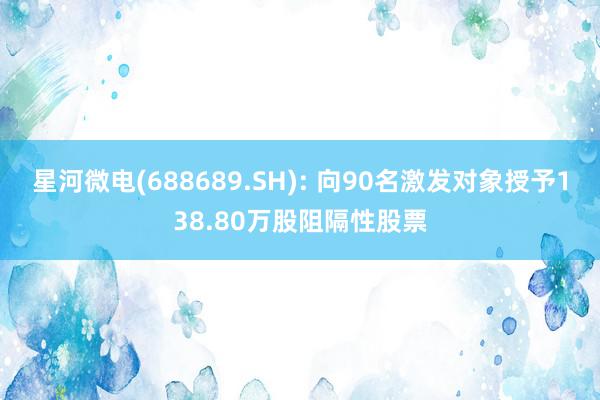 星河微电(688689.SH): 向90名激发对象授予138.80万股阻隔性股票