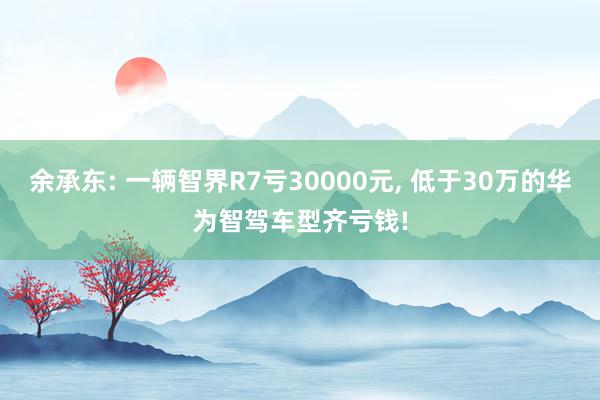 余承东: 一辆智界R7亏30000元, 低于30万的华为智驾车型齐亏钱!