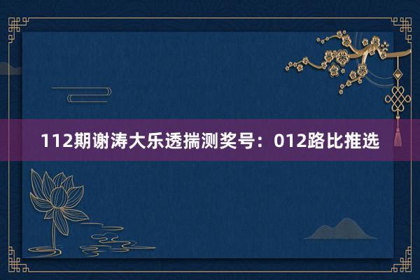 112期谢涛大乐透揣测奖号：012路比推选