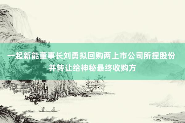 一起新能董事长刘勇拟回购两上市公司所捏股份 并转让给神秘最终收购方