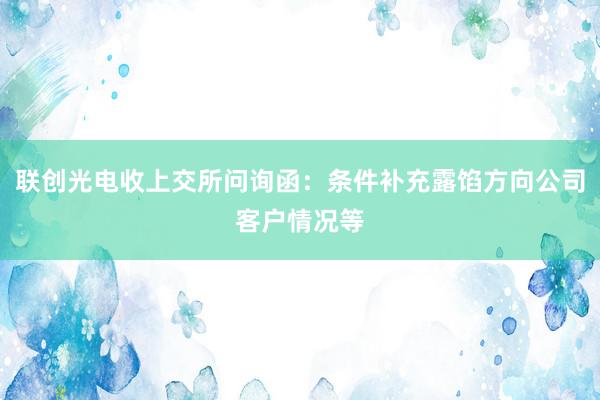 联创光电收上交所问询函：条件补充露馅方向公司客户情况等