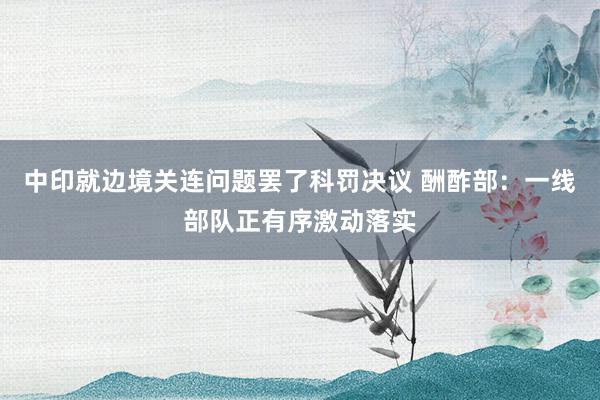 中印就边境关连问题罢了科罚决议 酬酢部：一线部队正有序激动落实